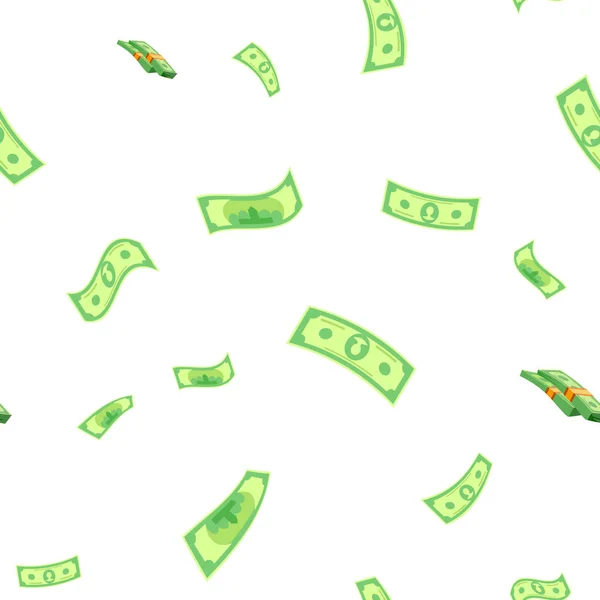 Dollar Seamless Pattern Vector. Green Money. Finance Currency. Cute Graphic Texture. Textile Backdrop. Cartoon Colorful Background Illustration — Stock Vector