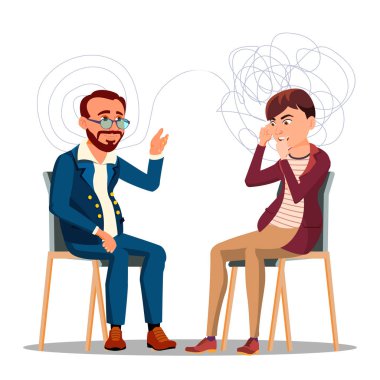 Psikiyatri danışmanlık hasta, psikoterapi karikatür karakter