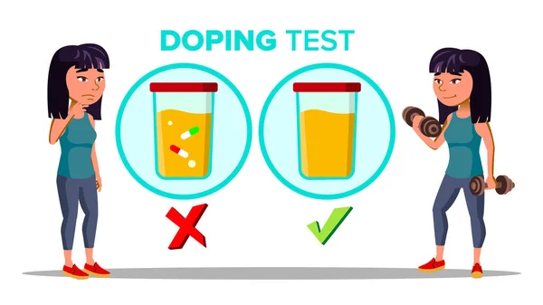 Doping, modello di banner vettoriale per cartoni animati per test antidroga — Vettoriale Stock