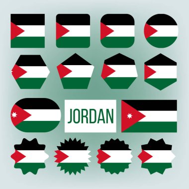 Ürdün Çeşitli Şekiller Vektör Ulusal Bayraklar Seti