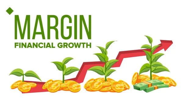 Margines, szablon Web banner wektor wzrostu finansowego — Wektor stockowy