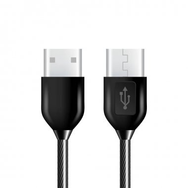 Gerçekçi Siyah Usb Kablo Bağlantı Fiş Vektörü