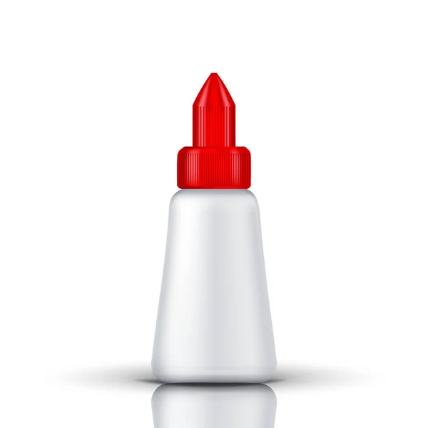 White Plastic Bottle Of Glue With Red Top Vector — 스톡 벡터