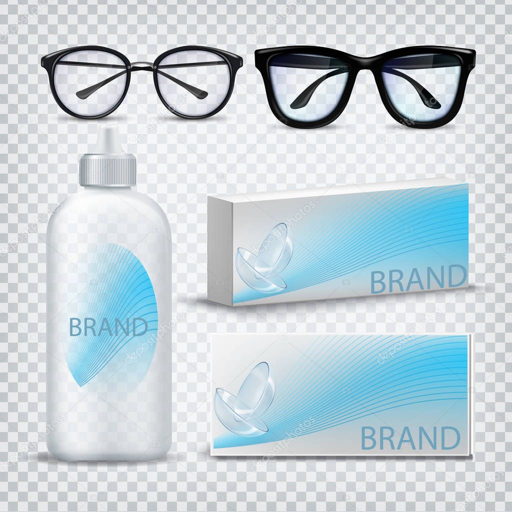 Optical Glasses And Contact Lenses Set Vector