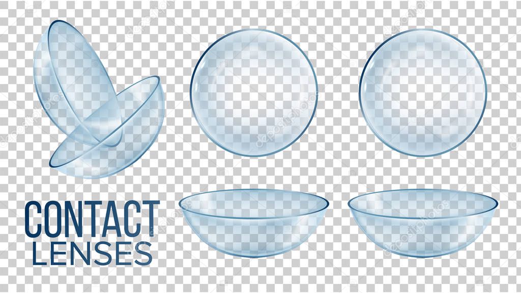 Medical Glass Contact Optical Lenses Set Vector