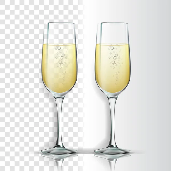 Realistisches Glas mit prickelndem Champagner — Stockvektor