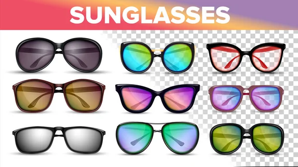 Gafas de sol Varios estilos y tipos 3D Vector Set — Vector de stock