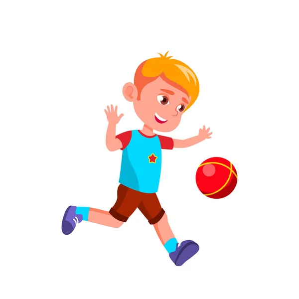 Caucasico bambino ragazzo cartone animato isolato vettoriale illustrazione — Vettoriale Stock