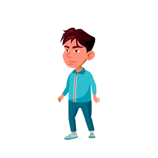 Aziatische kind jongen cartoon geïsoleerd vector illustratie — Stockvector