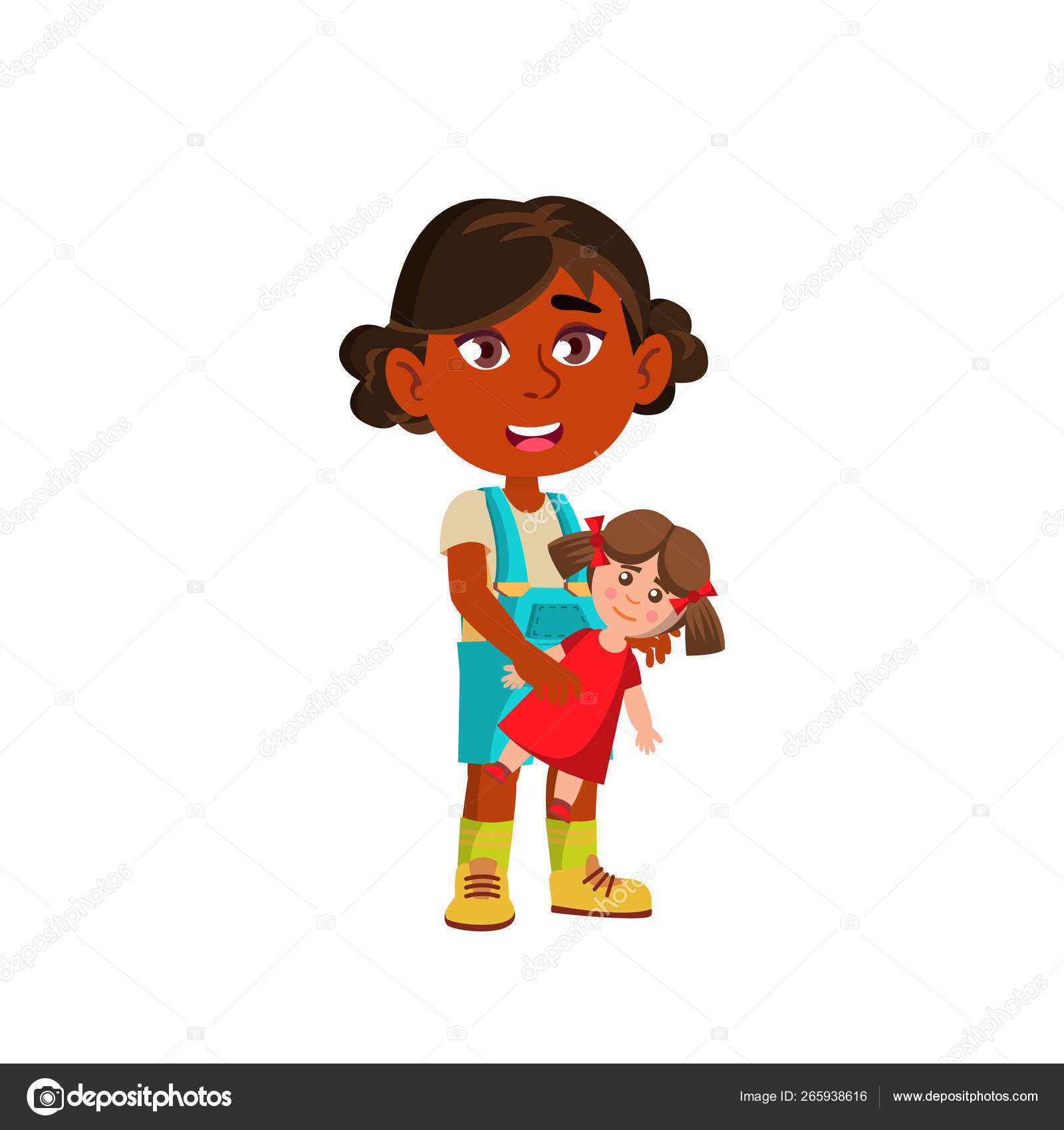 Indian Child Girl Cartoon Isolated Vector Illustration