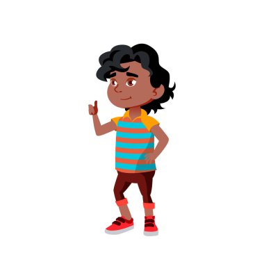 Siyah, Afro Amerikan Çocuk Çocuk Karikatür İzole Vektör İllüstrasyon