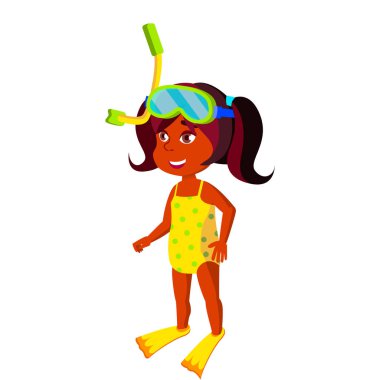 Hint Çocuk Kız Karikatür İzole Vektör İllüstrasyon