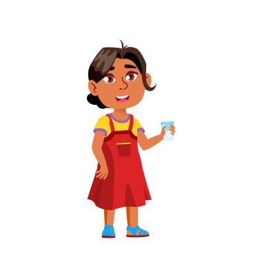 Arap, Müslüman Çocuk Kız Karikatür İzole Vektör İllüstrasyon