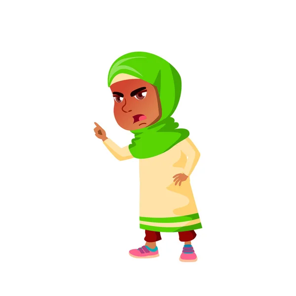 Arabo, musulmano bambino ragazza cartone animato isolato vettoriale illustrazione — Vettoriale Stock