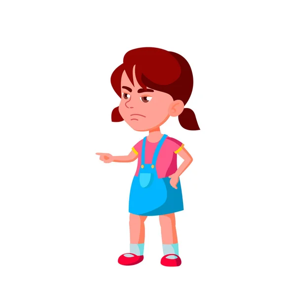 Criança Caucasiana Menina Desenhos Animados Isolado Vetor Ilustração — Vetor de Stock