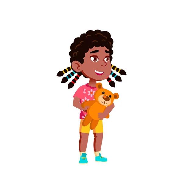 Černá, africká americká dětská holčička kreslená samostatná vektorová ilustrace — Stockový vektor