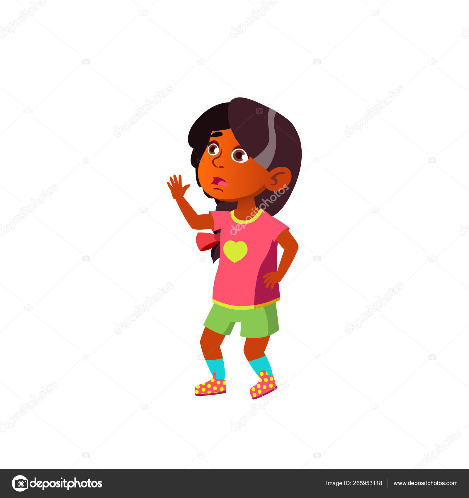 Indian Child Girl Cartoon Isolated Vector Illustration