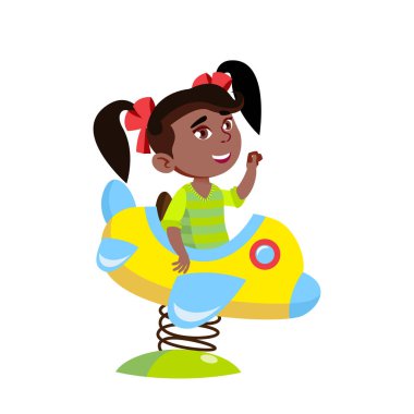 Siyah, Afro-Amerikan Çocuk Kız Karikatür İzole Vektör İllüstrasyon