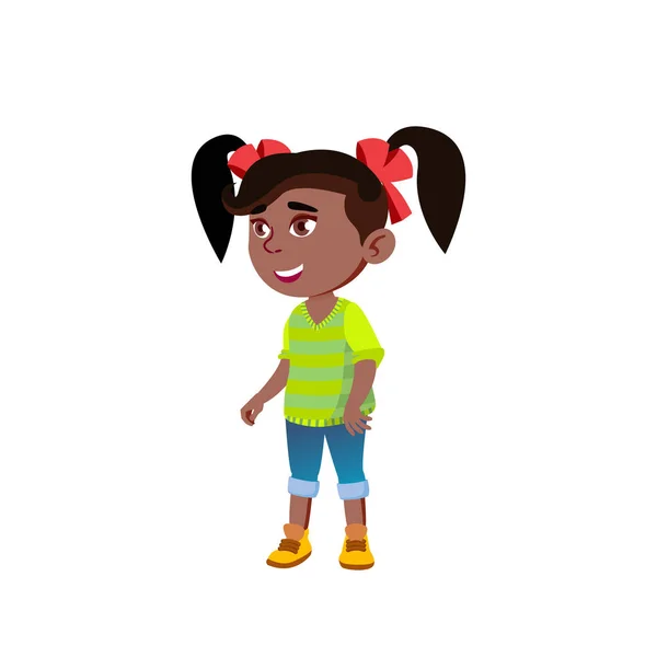 Zwart, Afro-Amerikaanse kind meisje cartoon geïsoleerd vector illustratie — Stockvector
