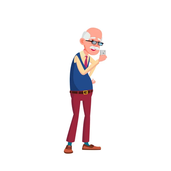 Eropa Old Man Vector. Orang tua. Orang Senior. Ilustrasi Kartun Terisolasi - Stok Vektor