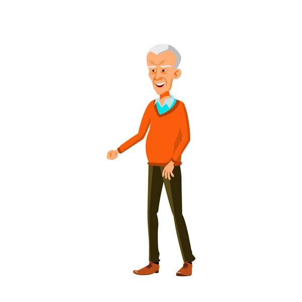 Asian Old Man Vector. Elderly People. Senior Person. Isolated Cartoon Illustration — Stock Vector