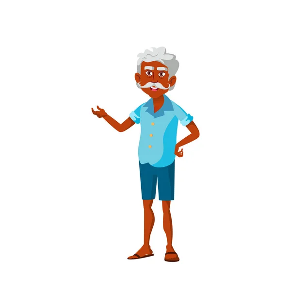 Indian Old Man Vector. Elderly People. Senior Person. Isolated Cartoon Illustration