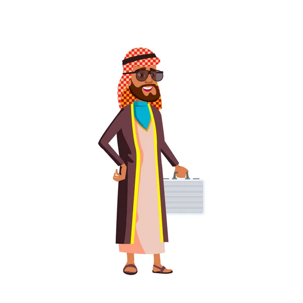 Araber, muslimischer Greis. Ältere Menschen. Senior Person. Isolierte Cartoon-Illustration — Stockvektor