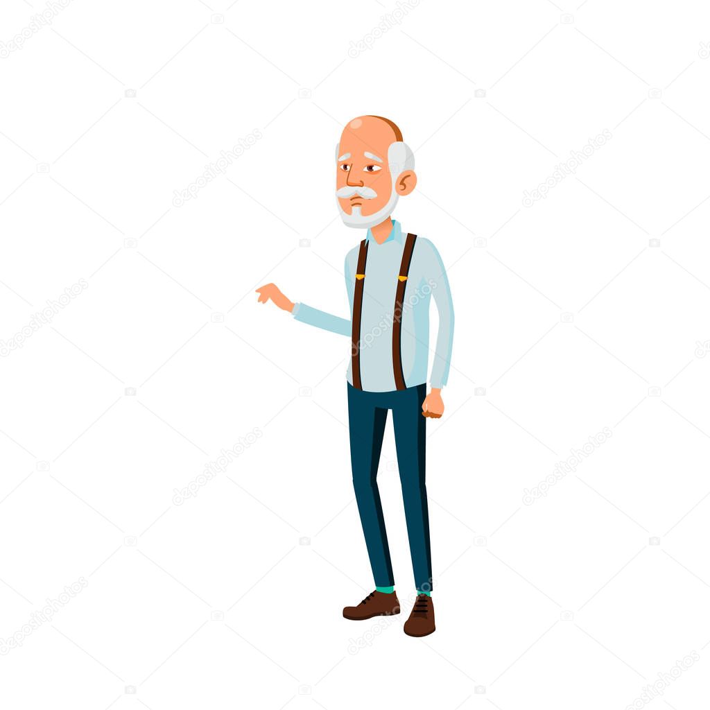 Asian Old Man Vector. Elderly People. Senior Person. Isolated Cartoon Illustration