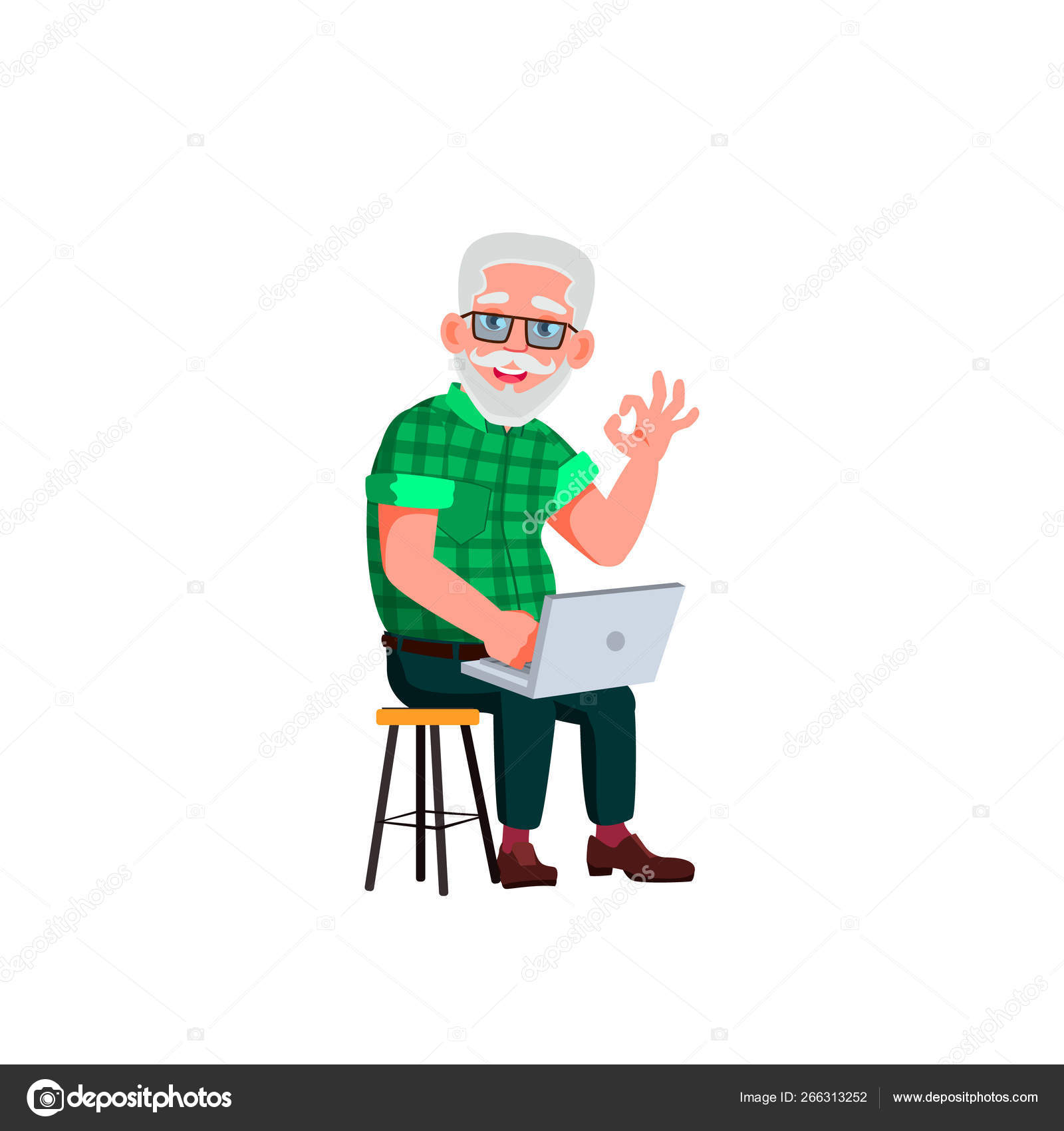 European Old Man Vector Elderly People Senior Person Isolated