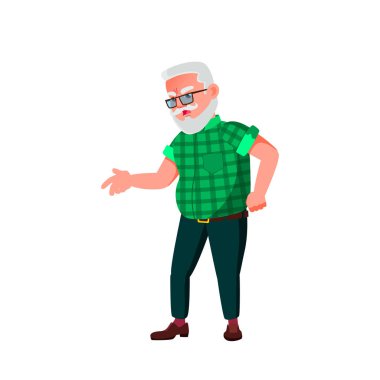 Avrupalı Yaşlı Adam Vektörü. Yaşlı insanlar. Kıdemli Kişi. İzole Karikatür İllüstrasyon