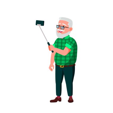 Avrupalı Yaşlı Adam Vektörü. Yaşlı insanlar. Kıdemli Kişi. İzole Karikatür İllüstrasyon