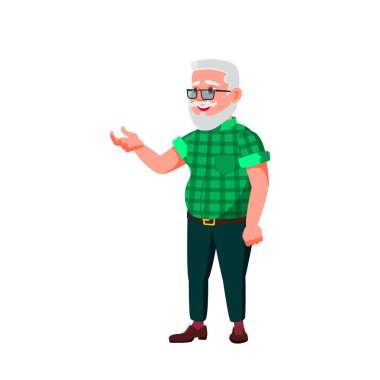 Avrupalı Yaşlı Adam Vektörü. Yaşlı insanlar. Kıdemli Kişi. İzole Karikatür İllüstrasyon