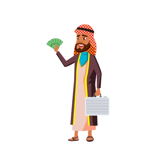 Arab, Muslim Old Man Vector. Elderly People. Senior Person. Isolated Cartoon Illustration — Stock Vector