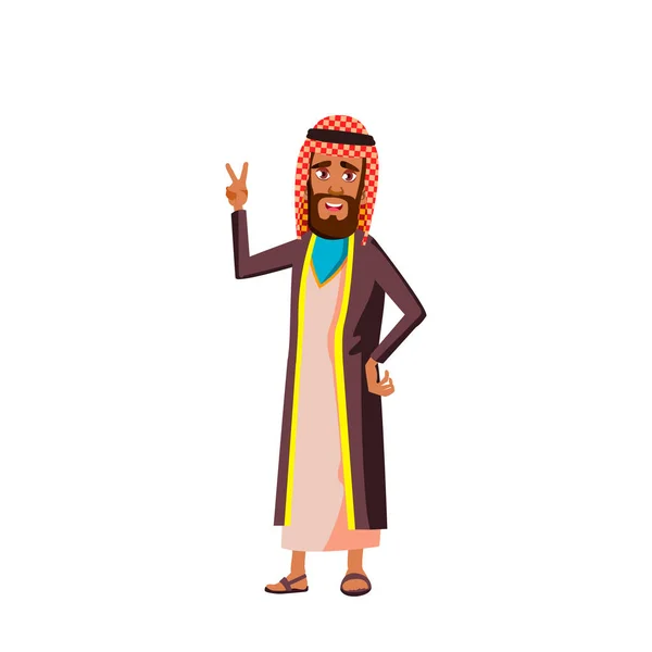 Arab, Muslim Old Man Vector. Personas mayores. Persona mayor. Ilustración de dibujos animados aislados — Vector de stock