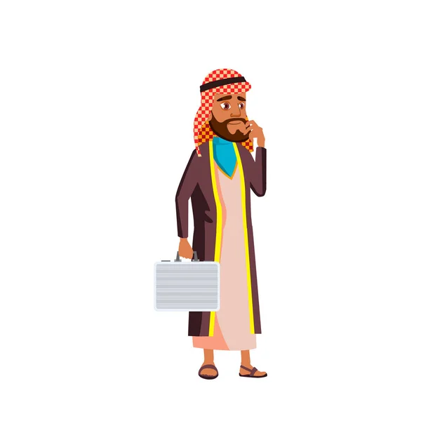 Arab, Muslim Old Man Vector. Personas mayores. Persona mayor. Ilustración de dibujos animados aislados — Vector de stock