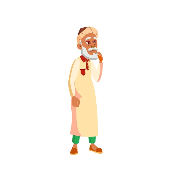 Arab, Muslim Old Man Vector. Personas mayores. Persona mayor. Ilustración de dibujos animados aislados — Vector de stock