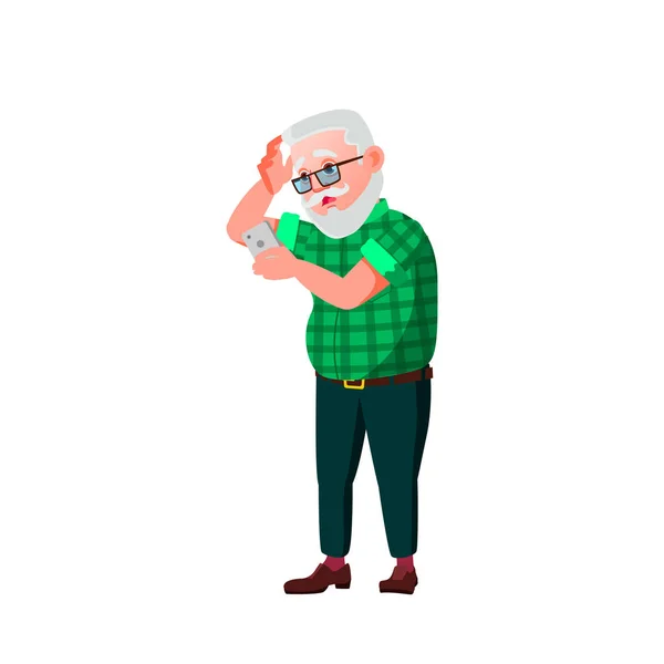 European Old Man Vector. Elderly People. Senior Person. Isolated Cartoon Illustration