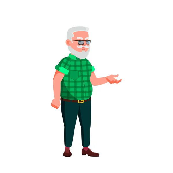 European Old Man Vector. Elderly People. Senior Person. Isolated Cartoon Illustration