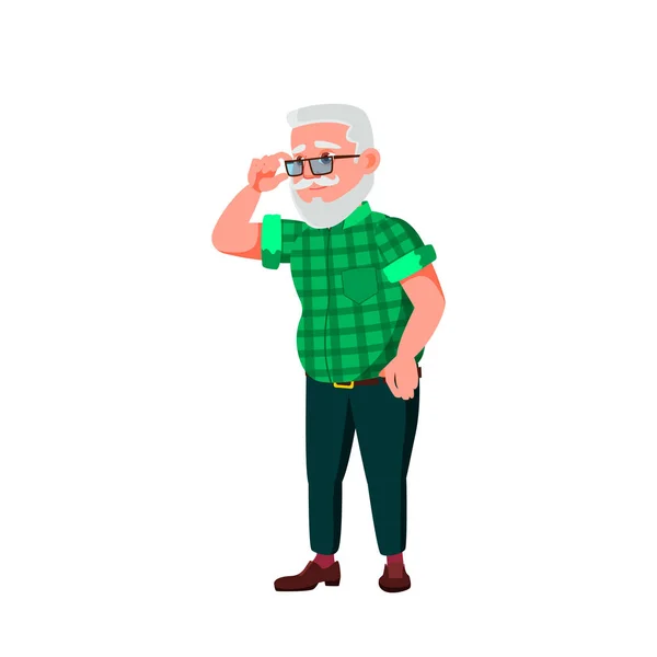 European Old Man Vector. Elderly People. Senior Person. Isolated Cartoon Illustration