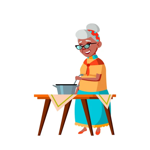 Black, African American Old Woman Vector. Idosos. Pessoa sénior. Ilustração de desenhos animados isolados — Vetor de Stock