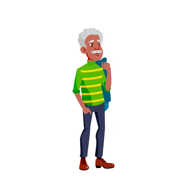 Black, African American Old Man Vector. Idosos. Pessoa sénior. Ilustração de desenhos animados isolados —  Vetores de Stock