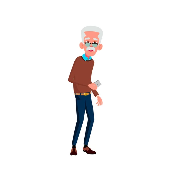 Le vieux vecteur européen. Les personnes âgées. Personne âgée. Illustration de bande dessinée isolée — Image vectorielle