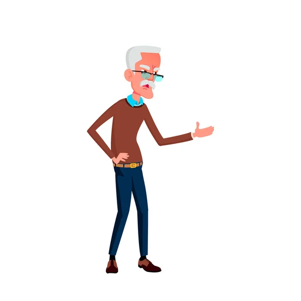 Eropa Old Man Vector. Orang tua. Orang Senior. Ilustrasi Kartun Terisolasi - Stok Vektor