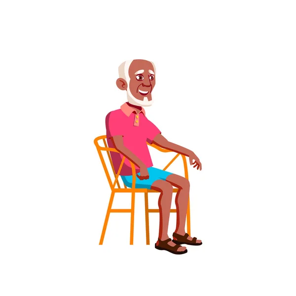 Black, African American Old Man Vector. Idosos. Pessoa sénior. Ilustração de desenhos animados isolados — Vetor de Stock