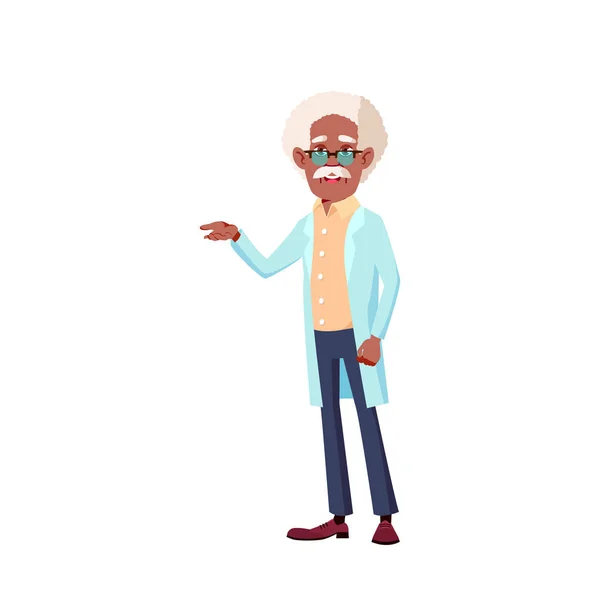 Black, African American Old Man Vector. Idosos. Pessoa sénior. Ilustração de desenhos animados isolados — Vetor de Stock