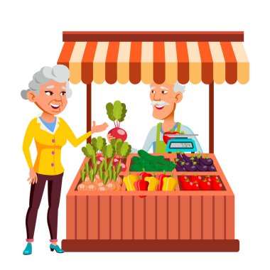 Asyalı Yaşlı Kadın Vektörü. Yaşlı insanlar. Kıdemli Kişi. İzole Karikatür İllüstrasyon