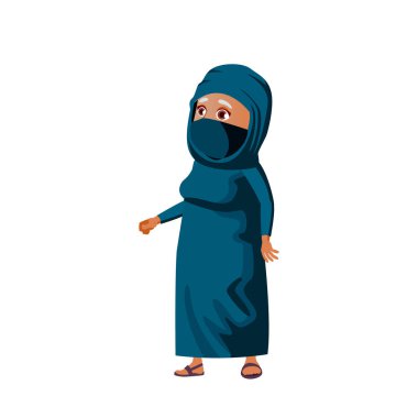 Arap, Müslüman Yaşlı Kadın Vektörü. Yaşlı insanlar. Kıdemli Kişi. İzole Karikatür İllüstrasyon