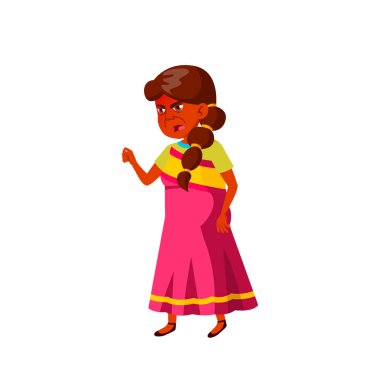 Hintli Yaşlı Kadın Vektörü. Yaşlı insanlar. Kıdemli Kişi. İzole Karikatür İllüstrasyon