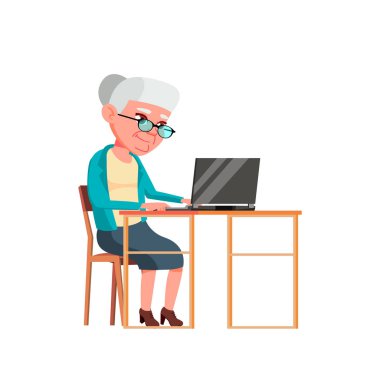 Kafkas Yaşlı Kadın Vektörü. Yaşlı insanlar. Kıdemli Kişi. İzole Karikatür İllüstrasyon