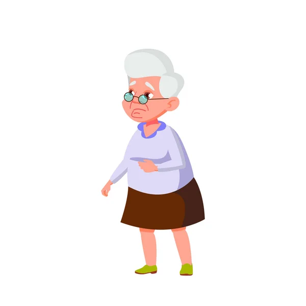 高加索老妇人向量。老年人。高级人员。独立卡通插图 — 图库矢量图片